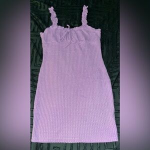 Lilac bodycon ruffled mini dress